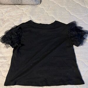 Black Top with Ruffled Sleeves